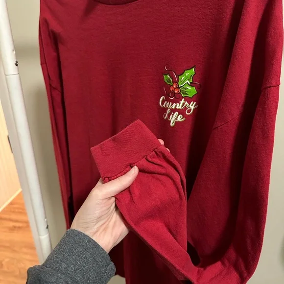 Women’s Red Country Life Kinda Naughty Kinda Nice Longsleeve Graphic Shirt sz 2X - Picture 7 of 7